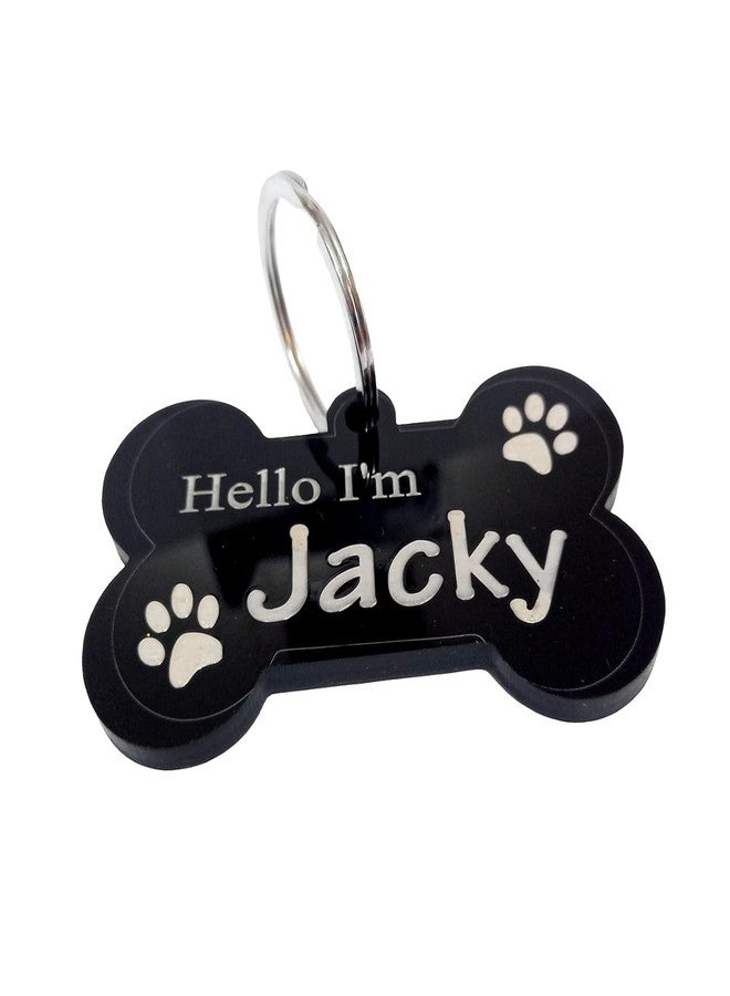 F Studio بطاقة تعريف للحيوانات الأليفة من F Studio، مصنوعة من الأكريليك المقاوم للماء على شكل عظمة، مناسبة لطوق الكلاب والقطط، خفيفة الوزن، مقاومة للصدأ، مع إمكانية نقش بطاقة التعريف (4 × 7 سم). - Image 3